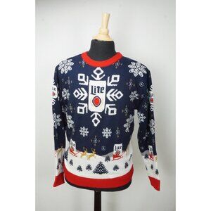 Miller Lite Snowflake Christmas Beer Sweater Sz M